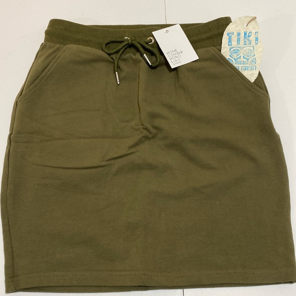 Blanc De Blanc Cotton Spandex Drawstring Pocket Mini Skirt Small Homecoming HNL